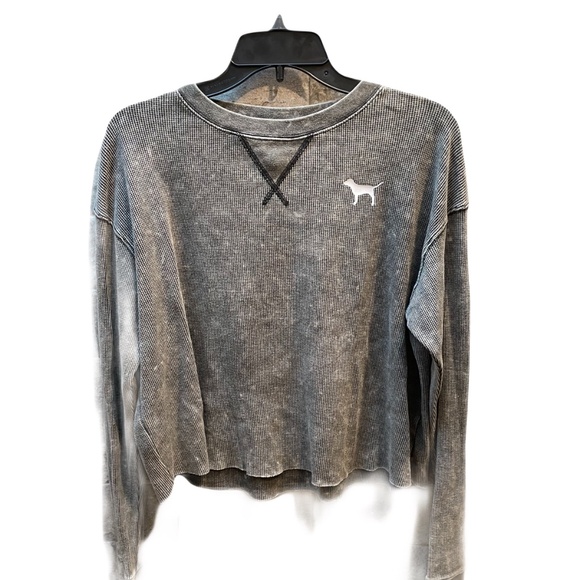 ❤️ VICTORIA SECRET PINK THERMAL GREY TOP SIZE SMALL - Picture 1 of 4